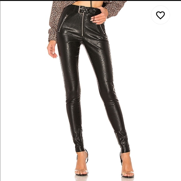 Danielle Guizio Pants - Danielle Guizio Belted Leather Pants